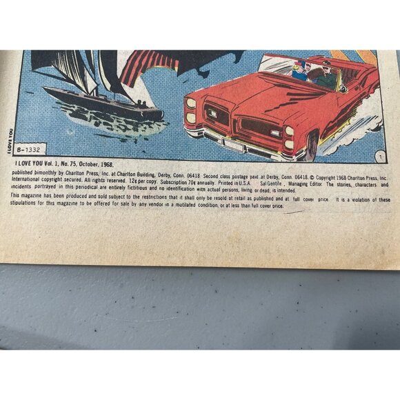 Charlton Comics I Love You #75 October 1968 Vol. 1 Romantic Bagged Boarded - Picture 3 of 7